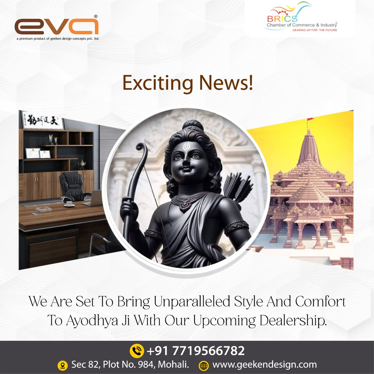 Exciting news! 🌟 Eva Furniture is headed to Ayodhya Ji, bringing unparalleled style and comfort to your doorstep. Stay tuned for the grand opening! 🪑✨ #EvaFurniture #AyodhyaStyle #ComfortUnleashed #FurnitureMagic