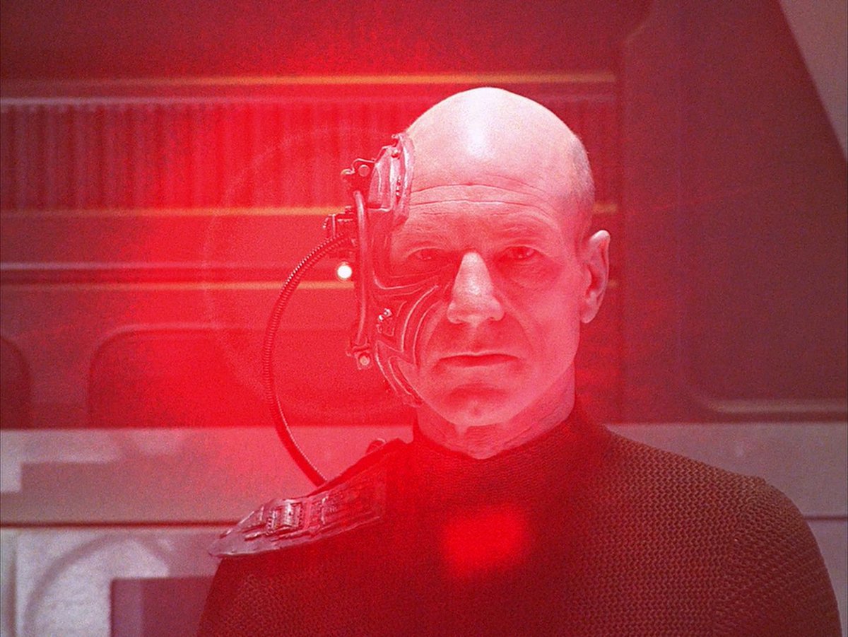klowenberg's tweet photo. My @StarTrek TNG Top 20: #3: “The Best of Both Worlds, Part I.” With this, TNG becomes a bonafide phenomenon, separating from TOS’s shadow. A cliffhanger brings back the Borg, leaving Picard’s life &amp; the Federation in the balance. Mr. Worf… Fire!  It would be a very long summer. https://t.co/BDZG5MZxcN