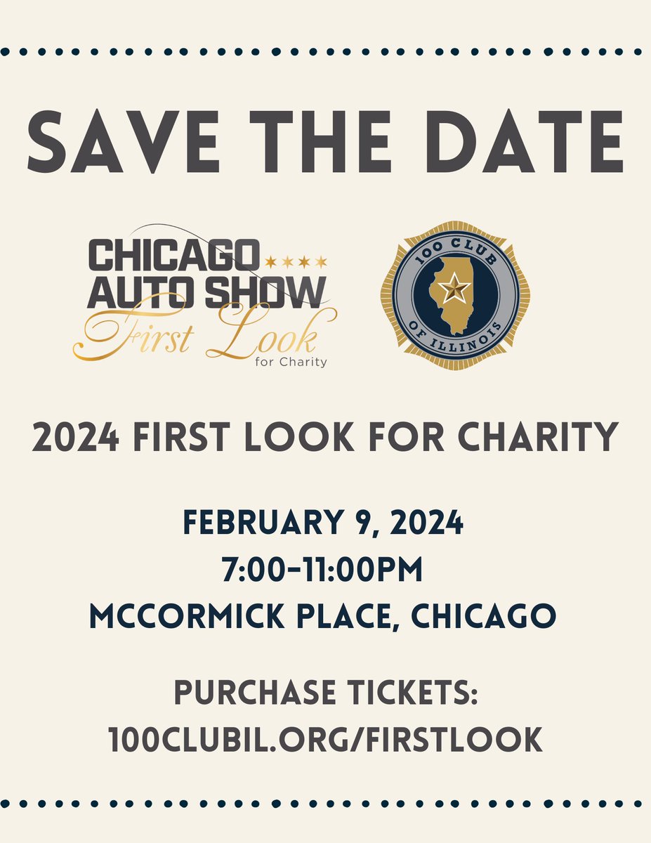 Join us for the Chicago Auto Show’s 2024 First Look For Charity this Friday! 100clubil.org/firstlook/