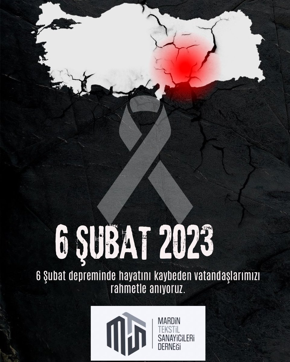 06.02.2023 deprem felaketinin yıldönümünde, karanlık bir güne uyandığımız  sabah yaşadığımız acıları ve kayıpları unutmuyor, kaybettiğimiz vatandaşlarımızı bir kez daha rahmetle anarken, acılı ailelerine sabırlar diliyoruz. #6subatdepreminiunutmayacağız #6şubat #MTSDMTSDMTSD