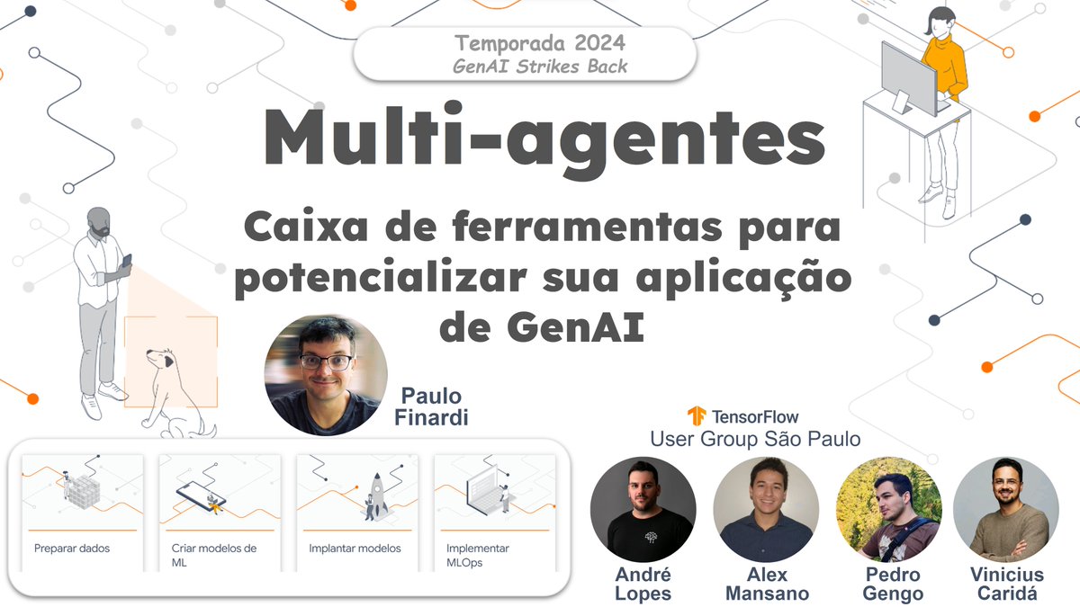 vfcarida's tweet photo. Hello World! Multi-agentes: Caixa de Ferramentas para Potencializar sua Aplicação de GenAI 🚀
Data: 07/02/2024 as 20:00h
Youtube: https://t.co/WuxaTXU5qF
Meetup: https://t.co/AELGEEwbd4
#GenAI #LLM #multiagentes #tensorflow #AI #Tecnologia #LinguagemNatural #EncontroOnline #NPL #machinelearning
@FinardiPaulo @vfcarida @Predogl