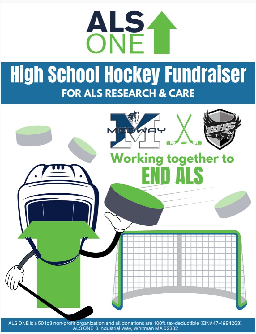 **Fundraiser Alert** 
This Wednesday, 2/7 let’s raise some dough for ALS ONE. 
Help stomp out this disease and pay tribute to Mike Chenette.  Chuck a Puck is back and donation jars will be available.  Medway and Bellingham team up, puck drops at 8:00!

interland3.donorperfect.net/weblink/weblin…