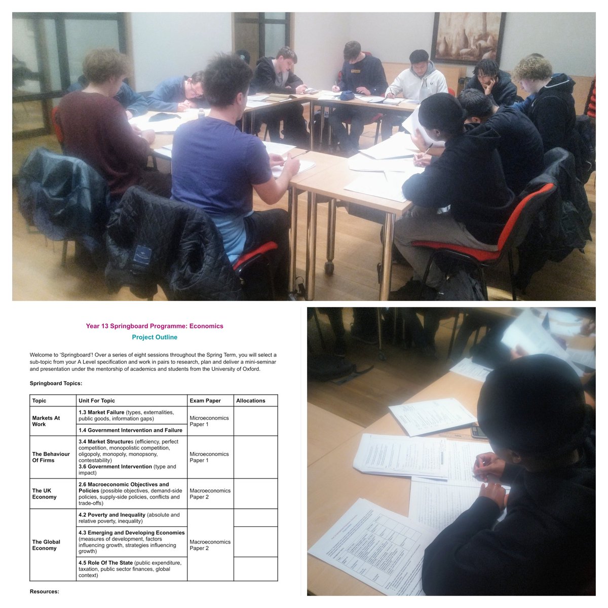 Our Year 13 Economists are deep into a practice paper as part of their Springboard extension programme, a Spring Term series of seminars facilitated by former students and designed to help them think independently, critically and apply their knowledge in new contexts.