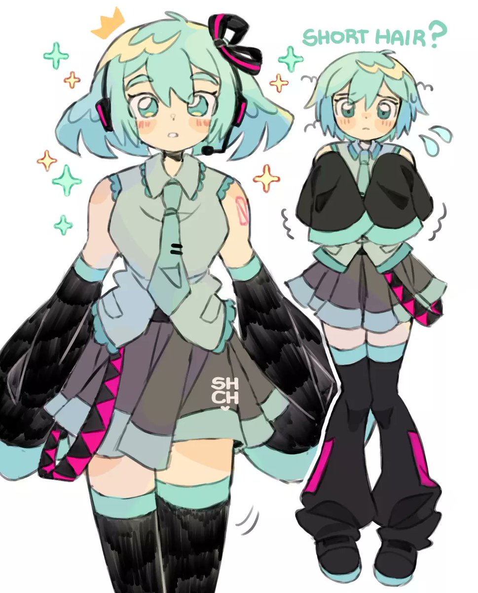 short hair Miku💙 #fanart