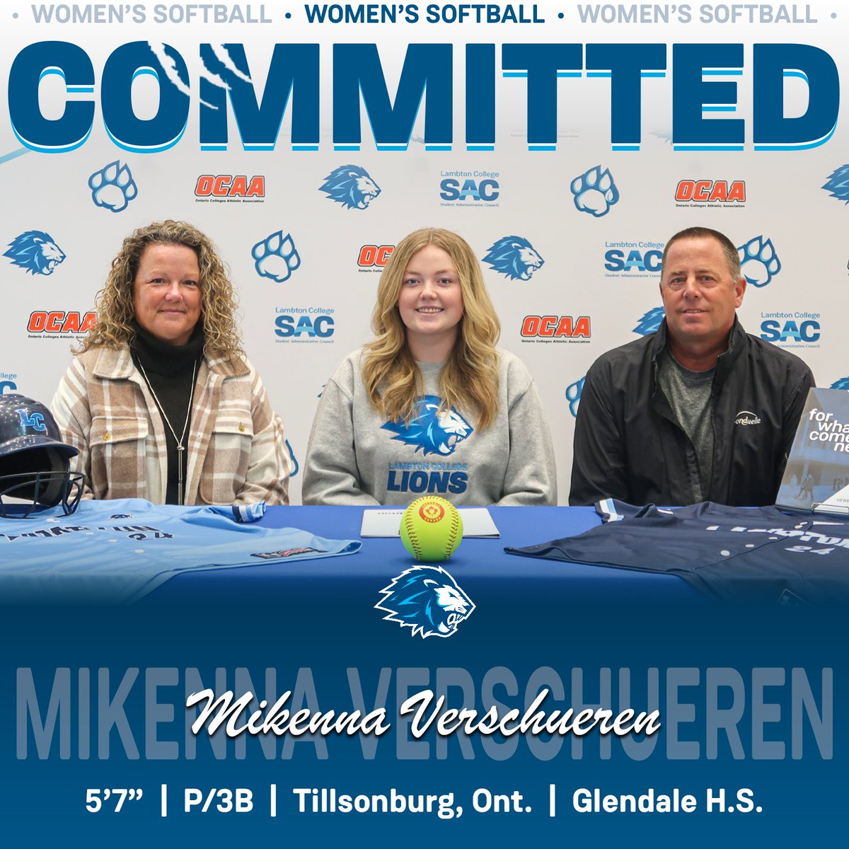 Committed.

We're thrilled to announce the commitment of P/3B Mikenna Verschueren to the Lambton Women's Softball Program!

Verschueren comes to Lambton College by way of Glendale HS in Tillsonburg.

Welcome to The Den, Mikenna!

🔗: lclions.ca/sports/fastbal…

#DefendTheDen