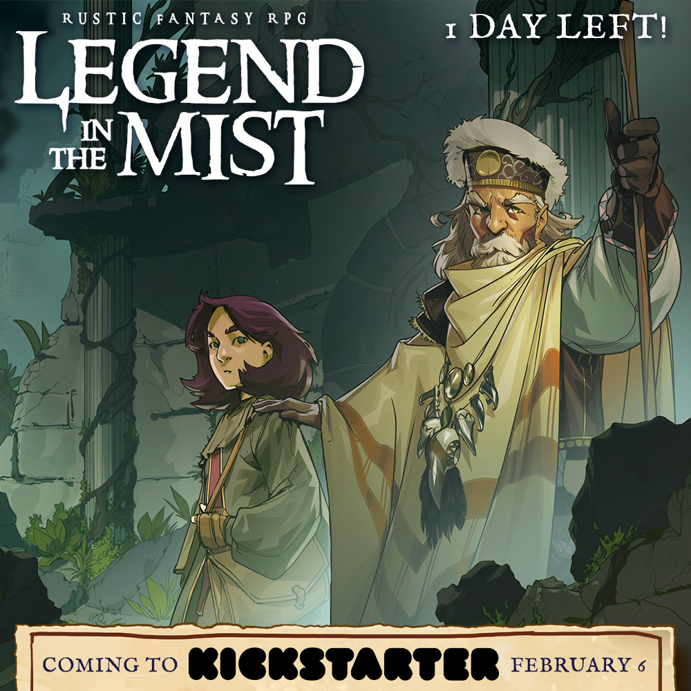 1 DAY until Legend in the Mist launches on #Kickstarter! On February 6th, enter a world where fireside tales hold hidden truths: kickstarter.com/projects/sonof… #ttrpg #rpg #fantasy