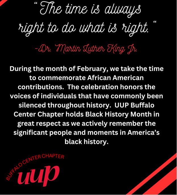 #uupbuffalocenter joins in the celebration of the valuable contributions of African Americans to the history of the U.S.