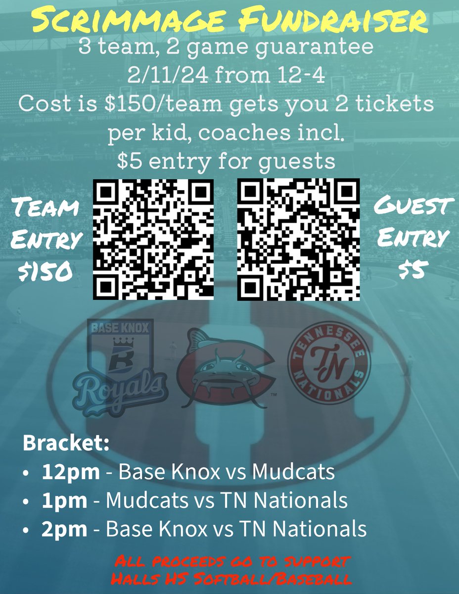 Halls_Baseball's tweet photo. We are excited to be partnering with @HHScoachB for this youth tournament!  Still a spot for another team remaining, follow the QR code below if interested. https://t.co/lwtodyMKHm