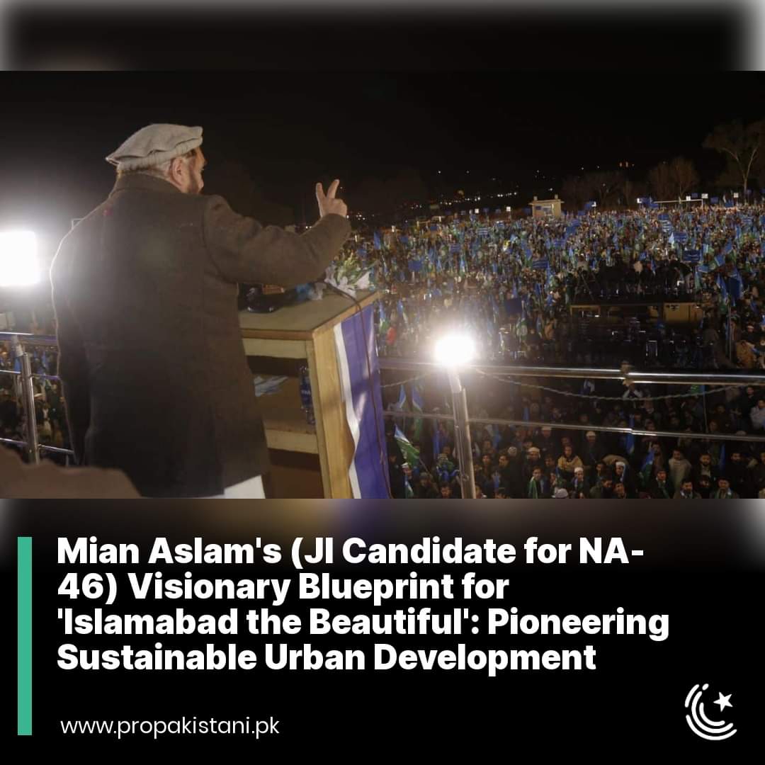 ProPakistaniPK's tweet photo. Mian Aslam's (@JI_Islamabad Candidate for NA-46) approach envisions a city where work and leisure are balanced through the strategic placement of schools and offices, complemented by a network of footpaths and cycle tracks that encourage a healthier, more connected community. 
@MianAslam_

Read More: https://t.co/0RjkCW423A