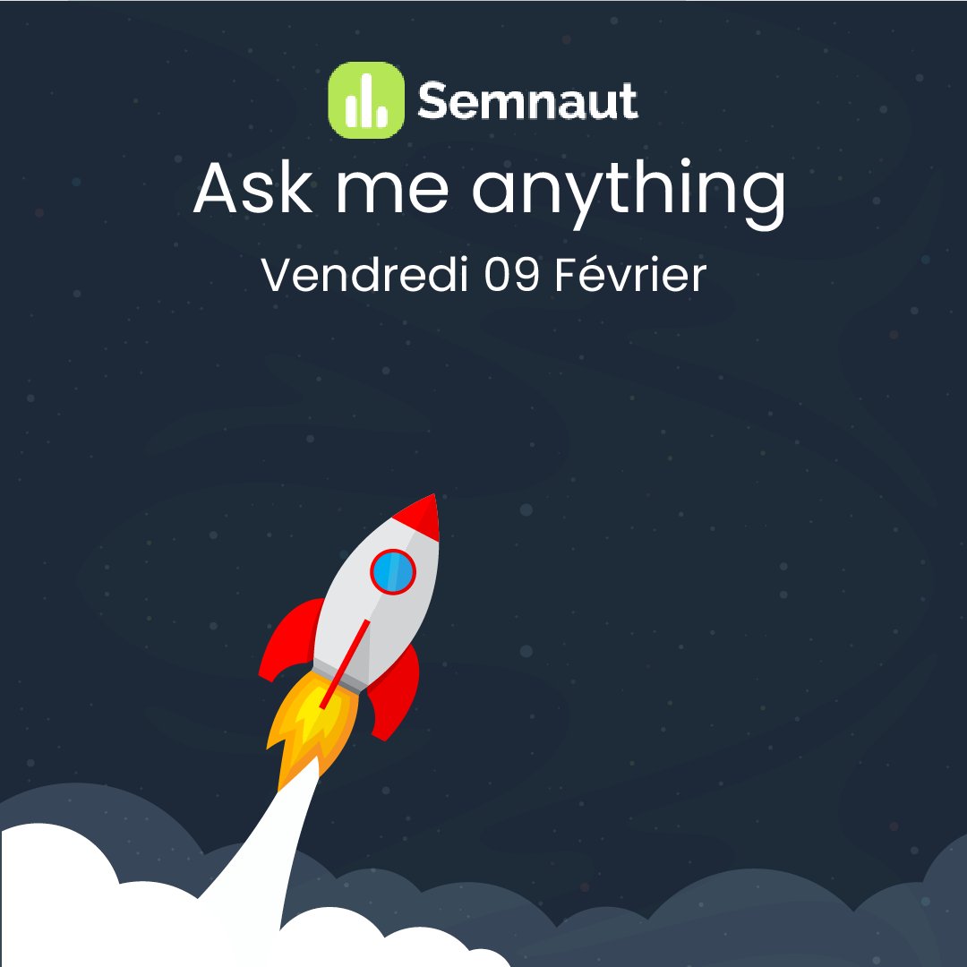 Participez au Webinaire Ask Me Anything Semnaut ce vendredi 09 février à 14h00 ! 🚀

Le but est de vous permettre de poser toutes vos questions concernant Semnaut.

<a href="/jacky_gng/">🚀Jacky Giang, Linksgarden🚀</a>  et <a href="/baptisterebut/">Baptiste - Apollo studio - Semnaut</a>, nos deux fondateurs et experts, seront là pour y répondre.

Participez au Live sur