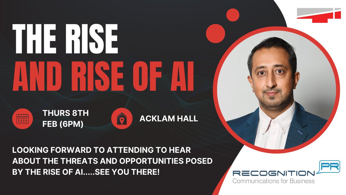 TaperedPlus (@taperedplus) on Twitter photo With the rise of #AI ever prevalent- Aman Chahal is looking forward to attending the discussion at Acklam Hall this Thursday, to explore the opportunities and threats posed by the ever-increasing and advancing technology.
Should be an interesting evening!
#roofing <a href="/Recognition1st/">Recognition PR</a> With the rise of #AI ever prevalent- Aman Chahal is looking forward to attending the discussion at Acklam Hall this Thursday, to explore the opportunities and threats posed by the ever-increasing and advancing technology.
Should be an interesting evening!
#roofing <a href="/Recognition1st/">Recognition PR</a>