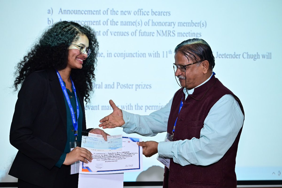 Should I cry....or laugh louder? Should I show my teary eyes or big wide smile?....Don't know but this happened like a dream🥹 Best Poster presentation award at NMRS 2024🥳