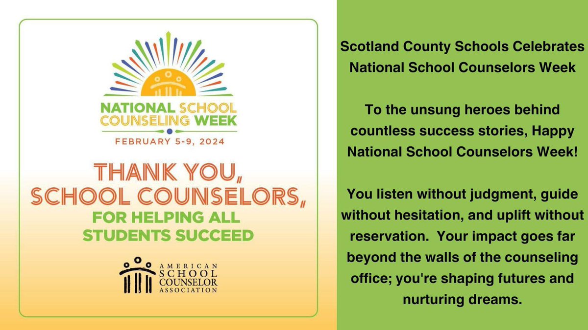 Happy National School Counselors Week!  Join us in spreading love and appreciation for our amazing school counselors!❤️ #SCSgrowsgreatness