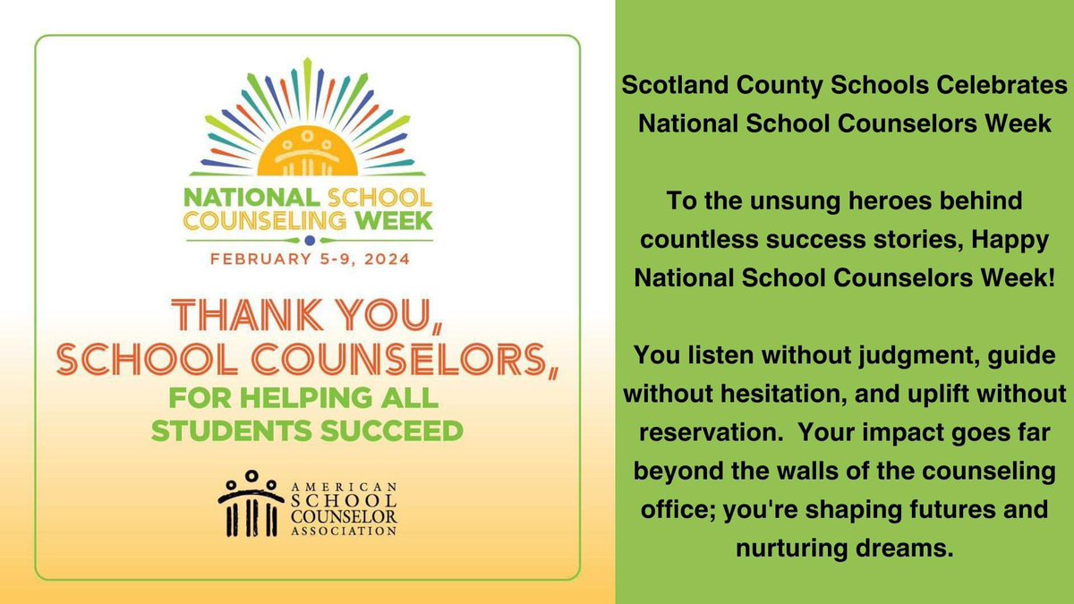 Happy National School Counselors Week! Join us in spreading love and appreciation for our amazing school counselors!❤️ #SCSgrowsgreatness