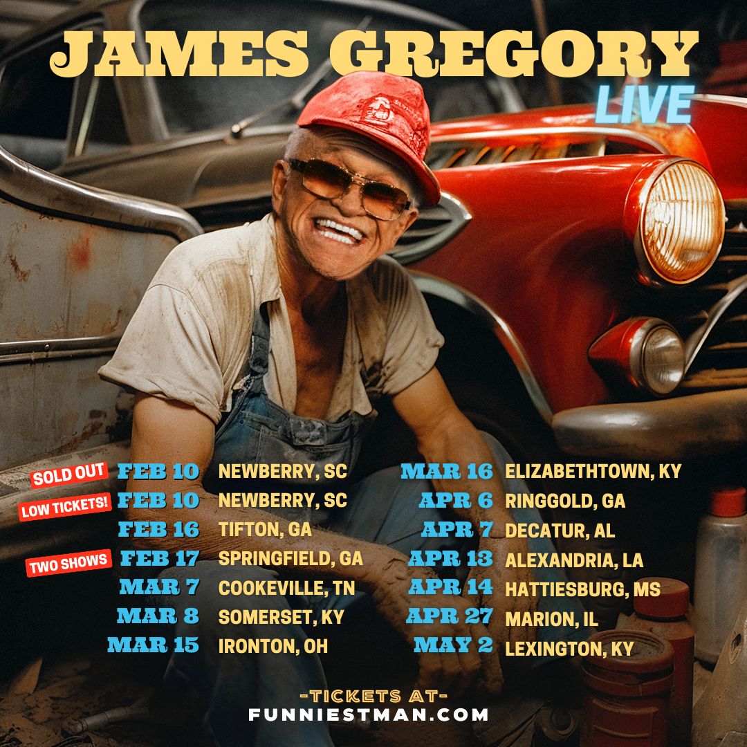 Here we go, America! I’ll see you this weekend, SC! 

🎟️Tickets and more tour info at funniestman.com 

#jamesgregory #standupcomedy #comedian