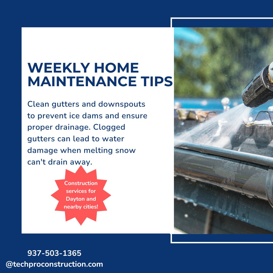 WEEKLY HOME MAINTENANCE TIP
#techproconstruction #techpro #construction #constructionlife #homerenovation #homemaintenance #cleangutters #snow #daytonohio
