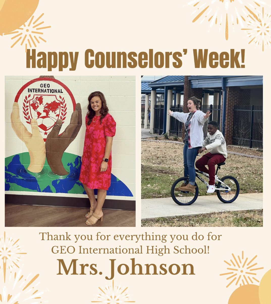 GEOIntHS's tweet photo. We are so grateful for Mrs. Johnson! She’s the best! https://t.co/F3lBBXuIXe