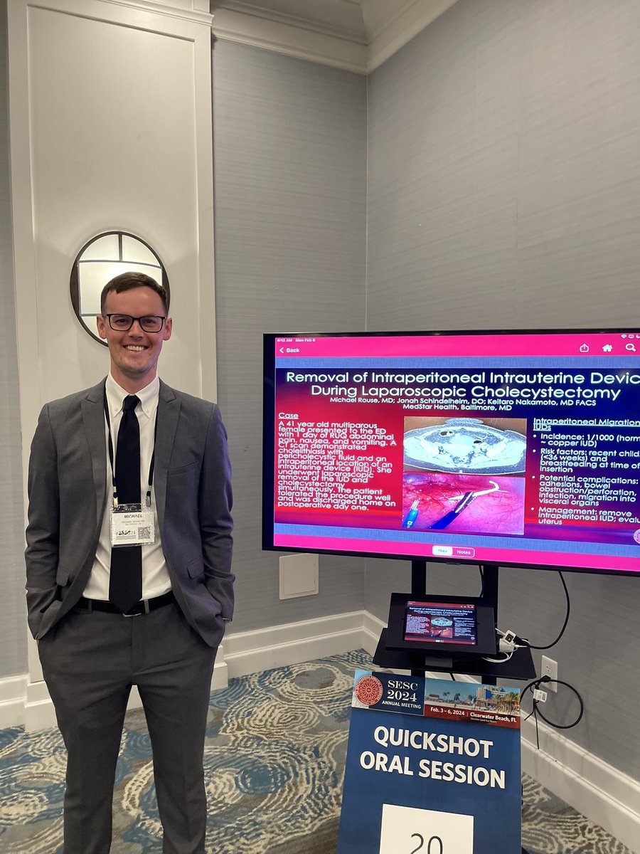 MedStar Baltimore General Surgery Residency (@medstarbaltsurg) on Twitter photo PGY-5 <a href="/MichaelRouseMD/">Michael Rouse</a> presenting his case report at #SESC2024 PGY-5 <a href="/MichaelRouseMD/">Michael Rouse</a> presenting his case report at #SESC2024
