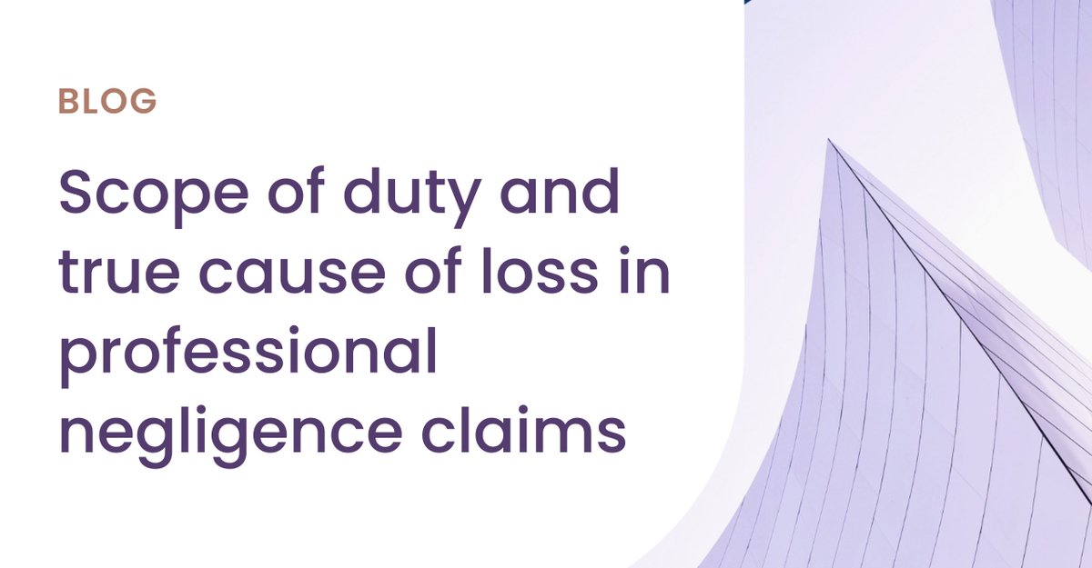 In our latest blog, Partner Mark Ovenell looks at the findings in Hope Capital Limited v Alexander Reece Thomson LLP and what these may mean in relation to scope of duty and true cause of loss in professional negligence claims. Read the blog here: bindmans.com/knowledge-hub/…