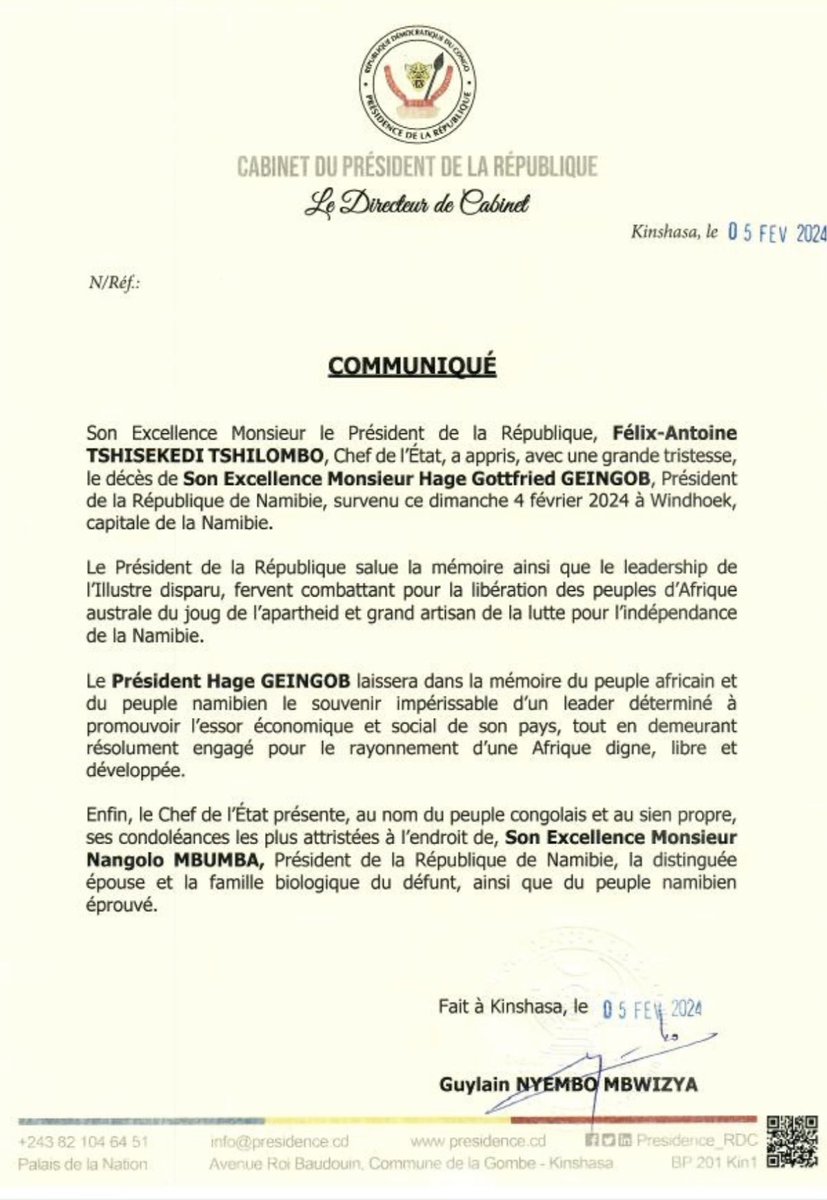 Presidence_RDC's tweet image. #RDC 05.02.2024|#Kinshasa