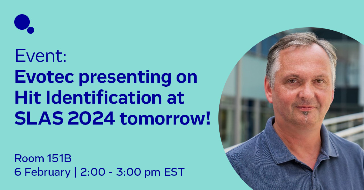 Evotec's tweet photo. We're on the verge of unlocking #HitId secrets at #SLAS2024 with Evotec's Exhibitor Tutorial! Don't miss this opportunity to explore the critical role of #HitIdentification, fast-track processes, and gain insights from SVP Hit Identification, Dirk Winkler #researchneverstops https://t.co/JGPUpcBKpe