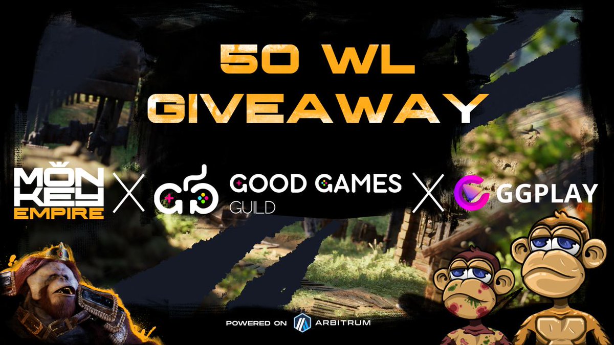 goodgamesguild's tweet photo. 🎉 Monkey Empire's Special Campaign Lands at Good Games Guild and @GGPlayOfficial!
Attention all gamers and crypto enthusiasts! Brace yourselves for an electrifying opportunity coming your way! The Monkey Empire Special Campaign is about to take the gaming world by storm at Good Games Guild and GGPlay!
🏆 Win 50 Whitelist Spots 🏆
That's right! You could be one of the lucky winners to snag a Whitelist Spot by completing these thrilling tasks:
👉 Follow @GGPlayOfficial
👉 Follow @goodgamesguild
👉 Follow @monkeyempiree
👉 Like and Retweet this tweet
👉 Tag 3 of your frens
👉 Reply with your Arbitrum wallet (Metamask)
✨More details about Monkey Empire NFT collection here: https://t.co/KBwQyDHq3N
Prepare for an adrenaline-fueled adventure as we unlock the gates to the Monkey Empire! With only 50 spots up for grabs, the competition is fierce, and the stakes are high.
Are you ready to join forces with fellow gamers and conquer the realms of the Monkey Empire? Stay tuned for the official launch and get set to embark on the gaming journey of a lifetime!
Let the quest begin! 🐒🏰✨