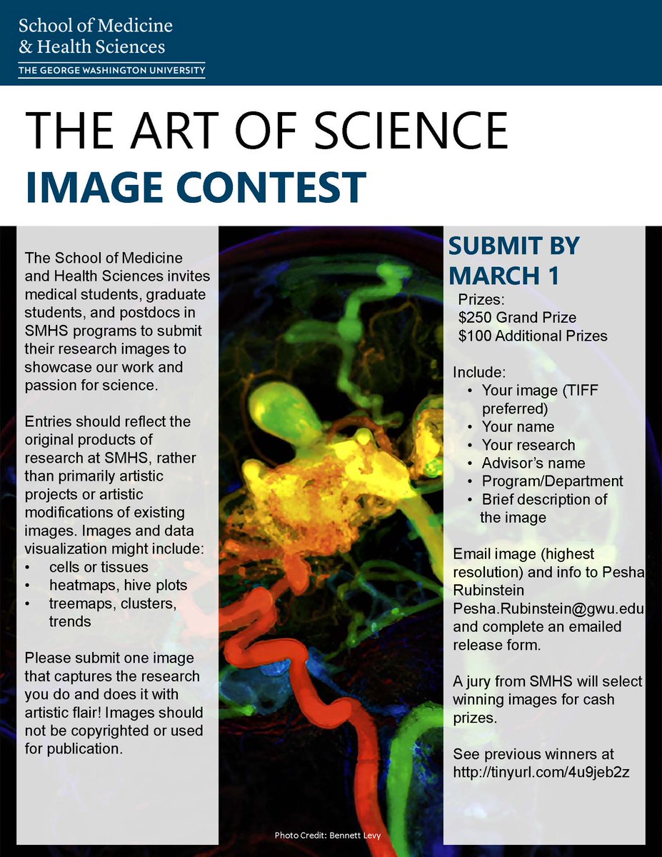 Attention #GWIBSFamily PhD students as well as @GWSMHS graduate students and postdocs - submit your entry for the 2024 Art of Science contest by March 1 for a chance at some 💰 prizes! 🎨🧬 smhs.gwu.edu/research/resea…