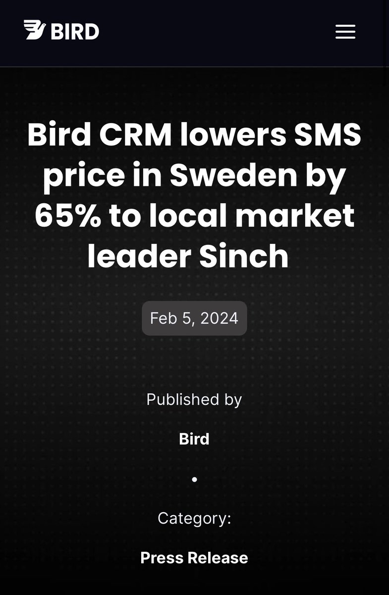 Aurelien_Arnoux's tweet photo. Jeff Bezos once said "your margins are my opportunity" and “lowering pricing is easy, being able to afford lower prices is hard”. 
Bird CRM new prices represent 65% discount against #Sinch and #twilio #SMS #business 

https://t.co/vCtMMBNUDa https://t.co/DADIX07ROP