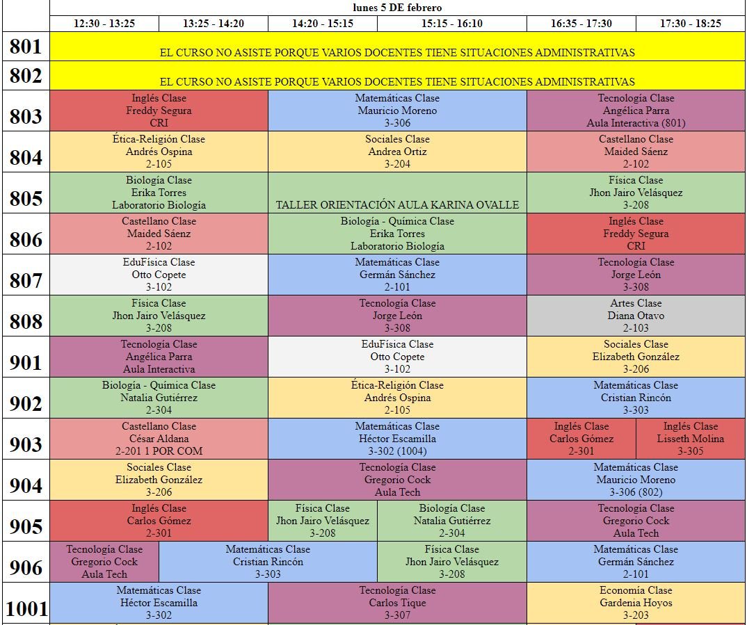 Rufinodigital's tweet photo. Horario lunes 5 de febrero de 2024

Los estudiantes de los cursos 801-802 -1004 no deben asistir al colegio por situaciones administrativas, por lo que realizarán sus actividades académicas en casa.
El 20 de febrero tendremos nuestra primera reunión. Agradecemos su asistencia. https://t.co/CWWUTJ464A