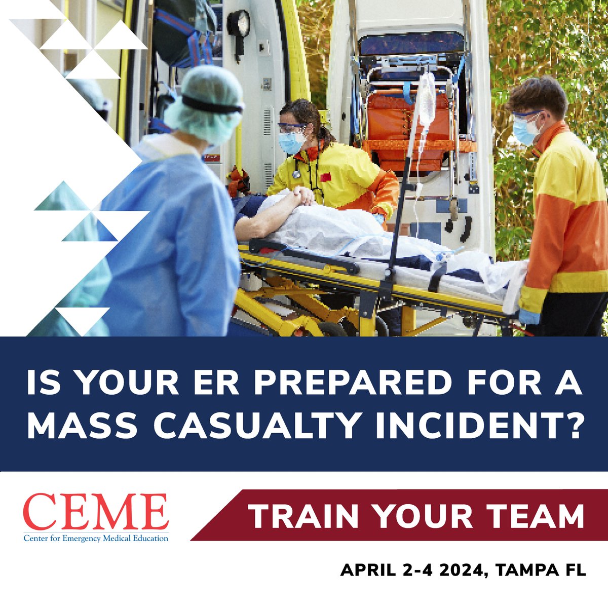 No community is immune from disaster. But as emergency clinicians, you can prepare your team for the worst with this timely training April 2-4, 2024 in Tampa, FL. Spots are limited, so secure your place now: bit.ly/4anvRTw
