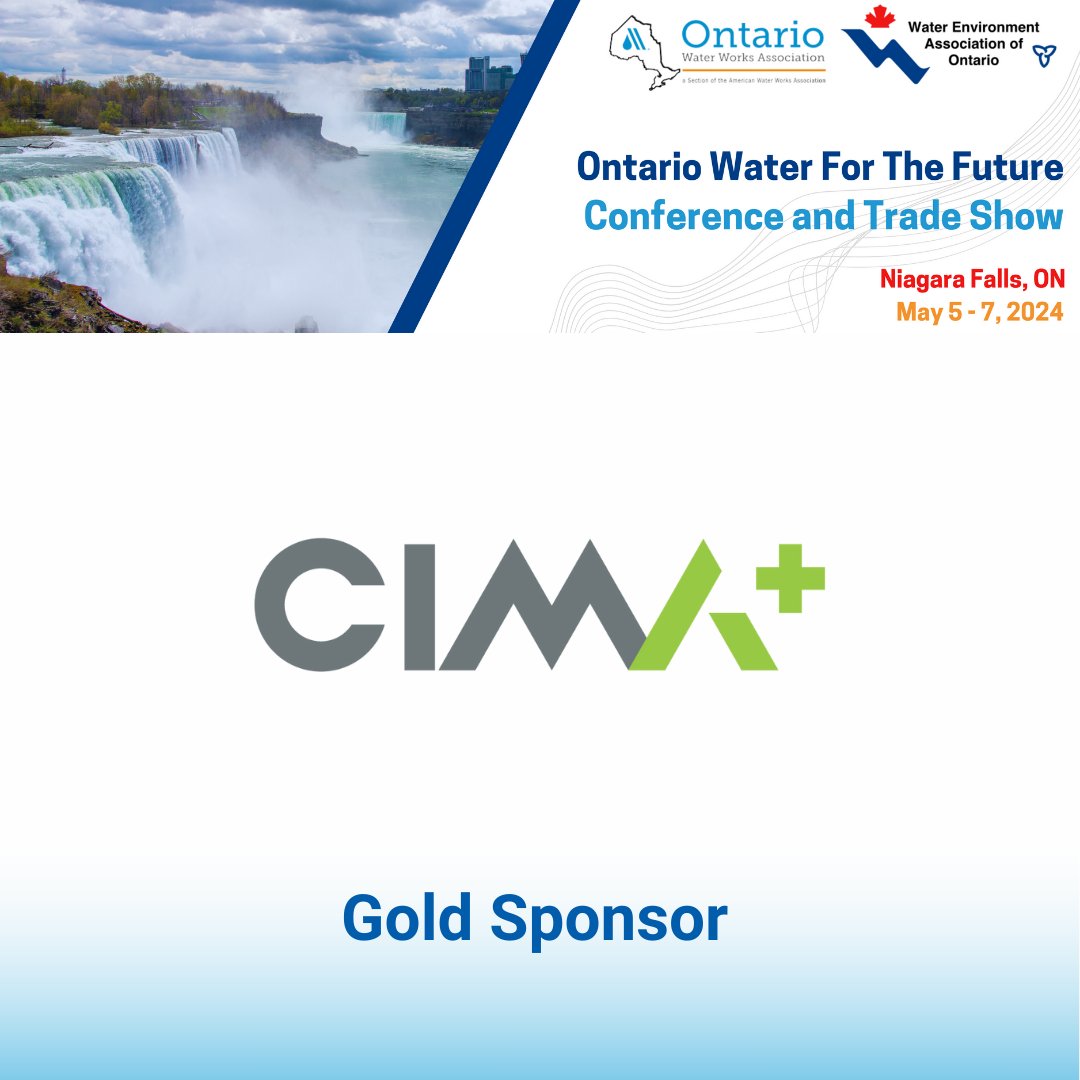 Thank You to CIMA+ for being a Gold Sponsor for the 2024 OWWA WEAO Joint Conference!  #Water24 
<a href="/CimaPlus/">CIMA+</a> <a href="/WEAOntario/">WEAO</a>