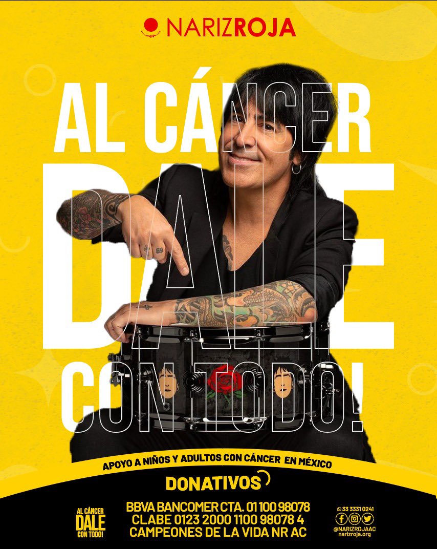 NARIZROJAAC's tweet photo. Gracias a nuestros hermanos de @manaoficial por siempre ayudar a los niños con cáncer #MegaColecta #AlCancerDaleConTodo
🇲🇽 BBVA Cuenta: 0110098078 Clabe: 012320001100980784 Campeones de la vida NR AC
🇺🇸 https://t.co/hIEg9vbDss
🌍 https://t.co/ohWwBix7n8