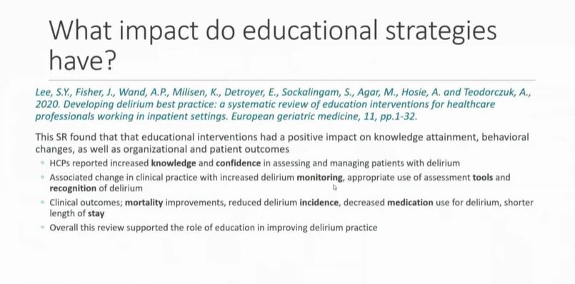 Recommended reading: 'Developing #delirium best practice: a systematic review of education interventions for healthcare professionals working in inpatient settings'doi.org/10.1007/s41999… #BGSconf