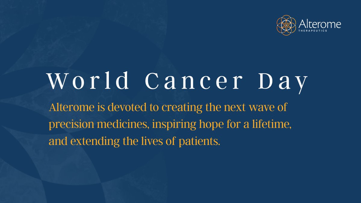 At Alterome, we take the opportunity to recognize #WorldCancerDay and reflect on our commitment to discovering precise therapies that will transform the lives of cancer patients, one alteration at a time. Learn about who we are and what we do: alterome.com