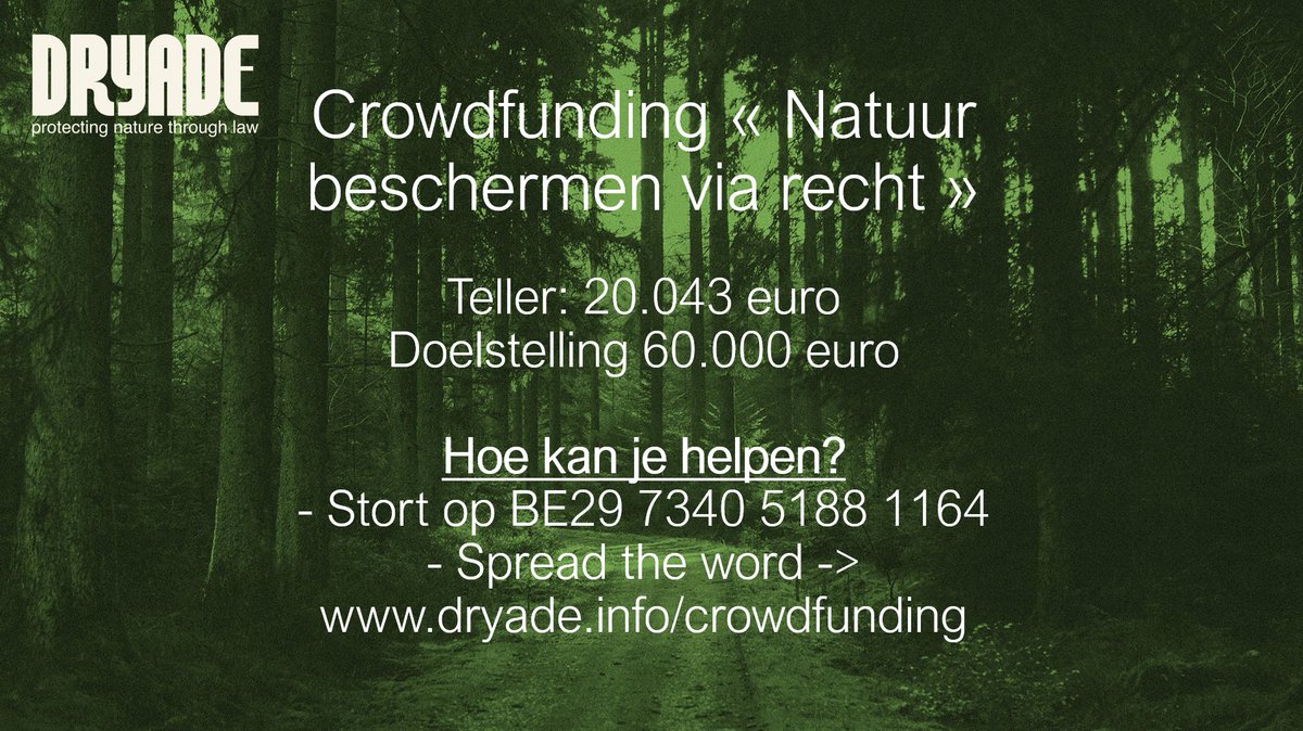 De crowdfunding geraakt onder stoom 🌪️
Tijdens het weekend verdubbelde de opbrengst tot 20.000 euro
Hoe kan je helpen? 
Doe een gift of (minstens even belangrijk) deel met vrienden en kennissen
<a href="/Zu_Demir/">Zuhal Demir</a> 
Alle info: dryade.info/crowdfunding/