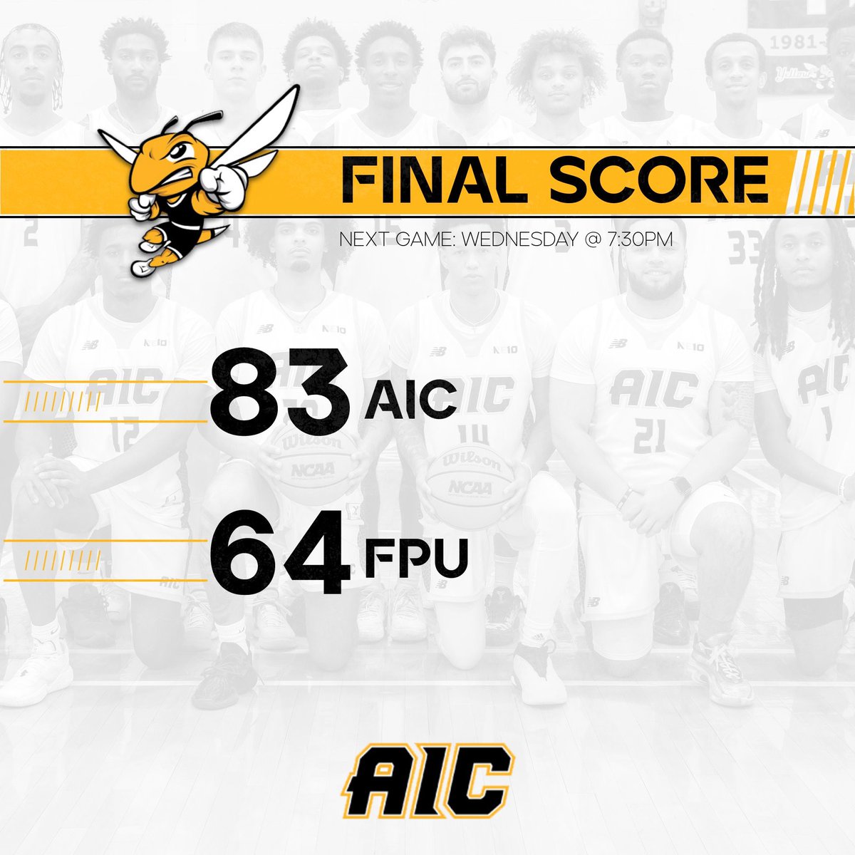 AIC_MBB's tweet photo. Took care of business this weekend! Next game- AIC vs Assumption this Wednesday at 7:30pm! https://t.co/rx95iYqCVE