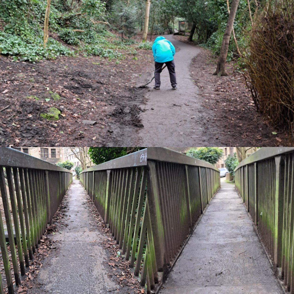 WOLCT's tweet photo. Have volunteers will :-

Keep the walkway in good order.
Remove fallen trees and use to build a brash fence to protect drainage from mud.
Plant willow to stabilise the banks
Litter pick locally
Develop friendships
Enjoy the outdoors

@Edinburgh_CC @PathsforAll #MondayMotivation https://t.co/CHjYx5dEDc