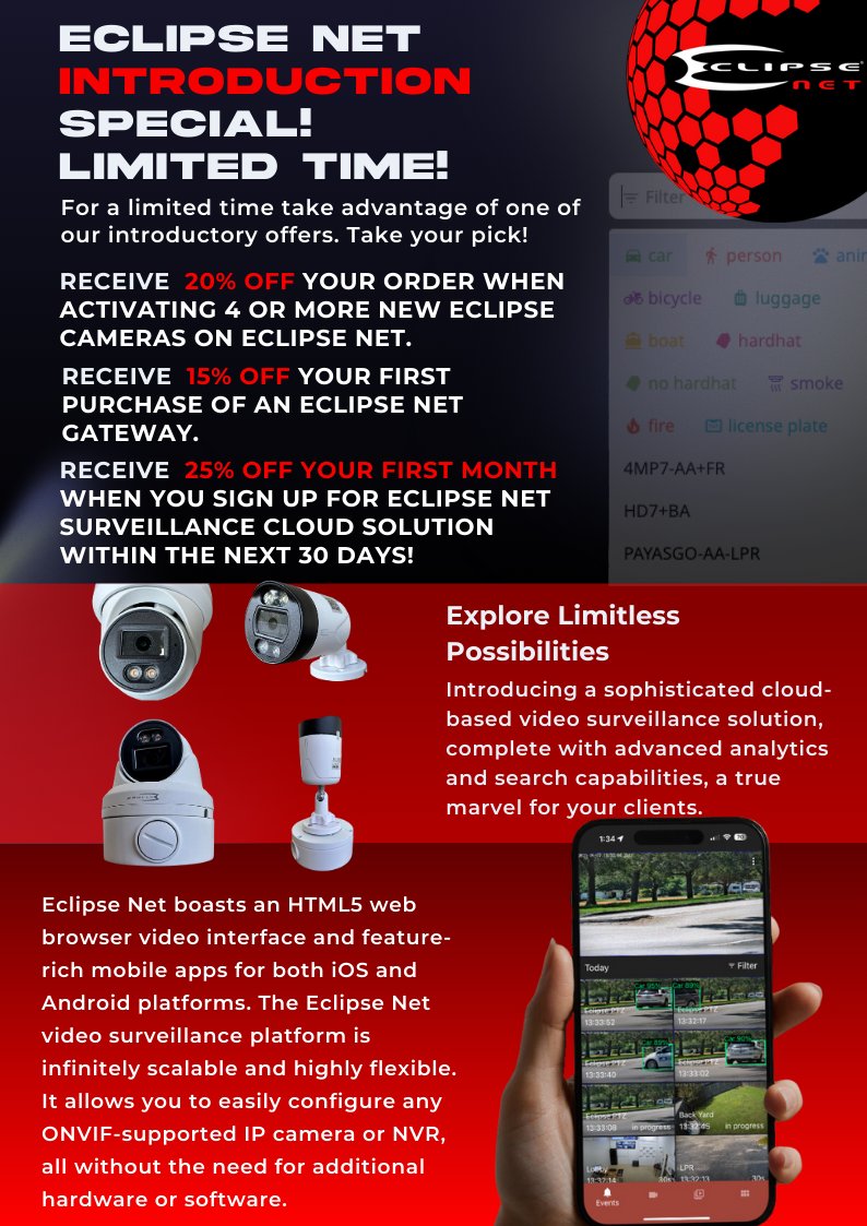 eclipsecctv's tweet image. 🌑✨ Introducing the Eclipse Net Special! 🚀 Embrace the power of connectivity with our limited-time offers! Visit Eclipse Net bit.ly/3RYJ0eR  Hurry, these exclusive deals won&apos;t last forever!  #EclipseNetSpecial #SecureConnectivity #SurveillanceEvolved #LimitedTimeOffer