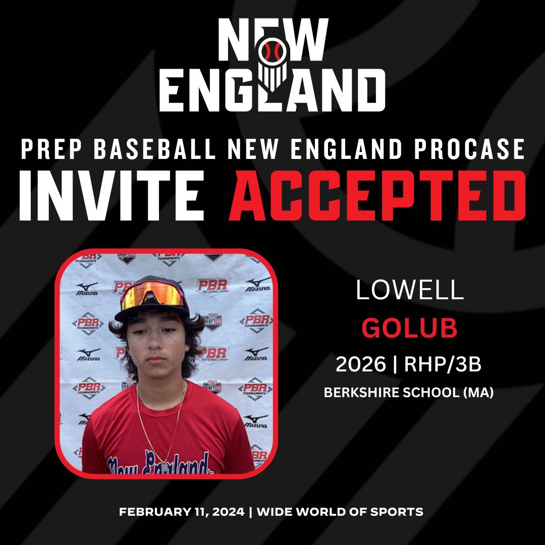 𝟐𝟎𝟐𝟒 𝐏𝐫𝐞𝐩 𝐁𝐚𝐬𝐞𝐛𝐚𝐥𝐥 𝐍𝐞𝐰 𝐄𝐧𝐠𝐥𝐚𝐧𝐝 𝐏𝐫𝐨𝐂𝐚𝐬𝐞

👀 Invite Accepted

🔥 2026 RHP/3B Lowell Golub (<a href="/Lowellg_25/">Lowell</a>)
@PBR_Uncommitted

👤 loom.ly/Wog1ctk

#BeSeen #PBRNEProCase24