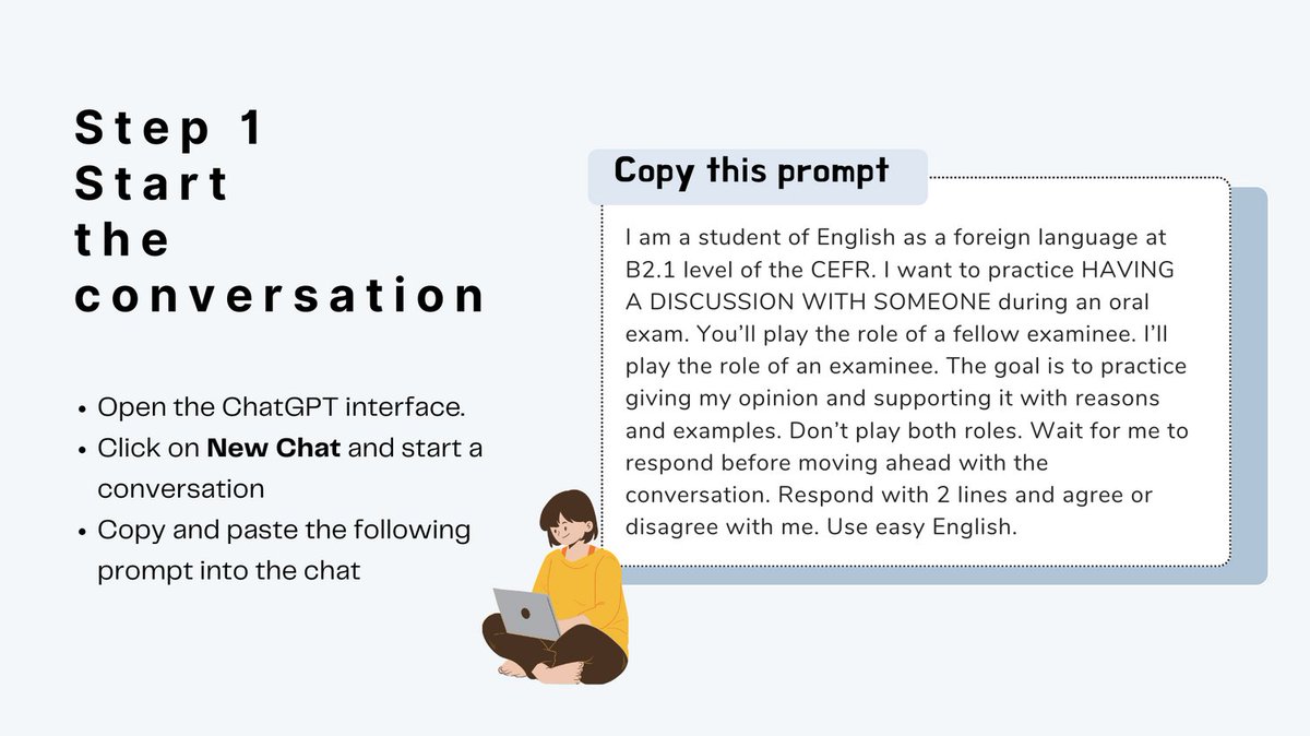 EliGozalo's tweet image. Elevate your EFL classroom dynamics with #ChatGPT&apos;s interactive discussions!  🗣️ Students express their opinions on various issues, while ChatGPT offers constructive feedback to sharpen their English debate skills. #EFLwithAI #LanguageTech #AIForEducation
canva.com/design/DAF7fcH…