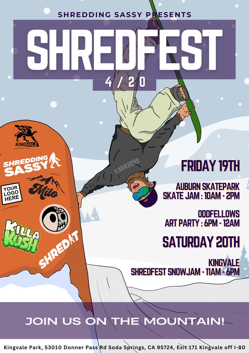 Oh, it's on Shredders!! You're not going to want to miss this years ShredFest 4/20 🏂🥦

Mark the date, tell your friends! More details soon™️
