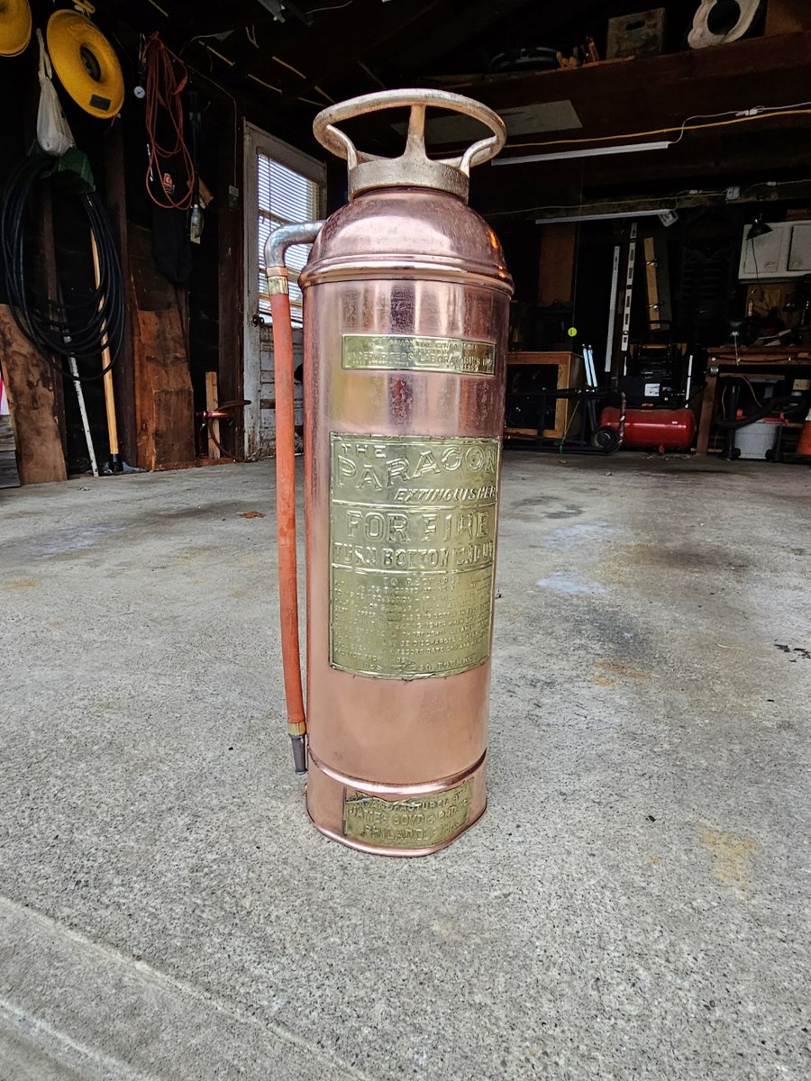 flitzpolish's tweet image. A customer sent us these images of a copper fire extinguisher where he used #FLITZ Brass &amp;amp; Copper Tarnish remover, #FLITZ Paste Polish, and a buffing pad.  Turned out pretty good!