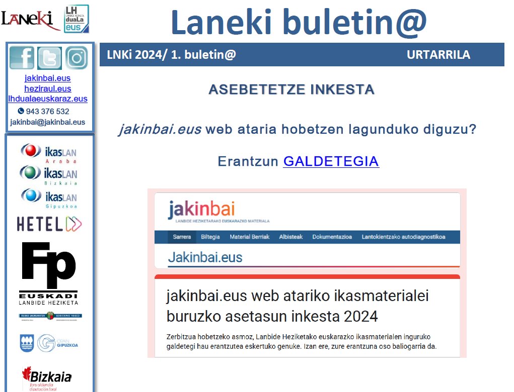 Lanekiren urtarrileko buletina argitaratu da. Eskuratu, hemendik: jakinbai.eus/honi-buruz/bul… @ikaslanaraba @IkaslanBizkaia @ikaslangipuzkoa @HETELFP @FPeuskadi