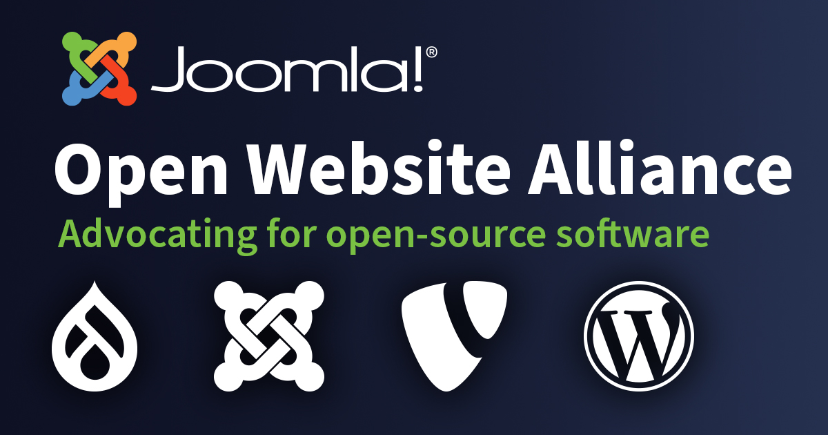 Joomla is immensely proud to be a founding member of the Open Website Alliance. The Open Website Alliance is a direct result of collaborative efforts between Joomla, <a href="/drupal/">Drupal</a>, <a href="/typo3/">TYPO3 Project</a> and <a href="/WordPress/">WordPress</a>.
Read more: joomla.org/announcements/…
#Joomla #OSM #OpenSource #OpenWebsiteAlliance