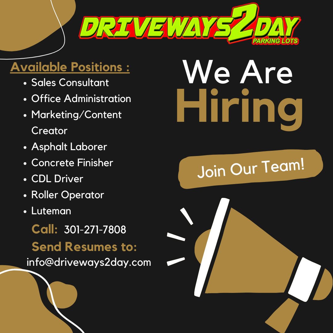 Driveways2day's tweet image. Apply today to join this regions #1 TEAM!!