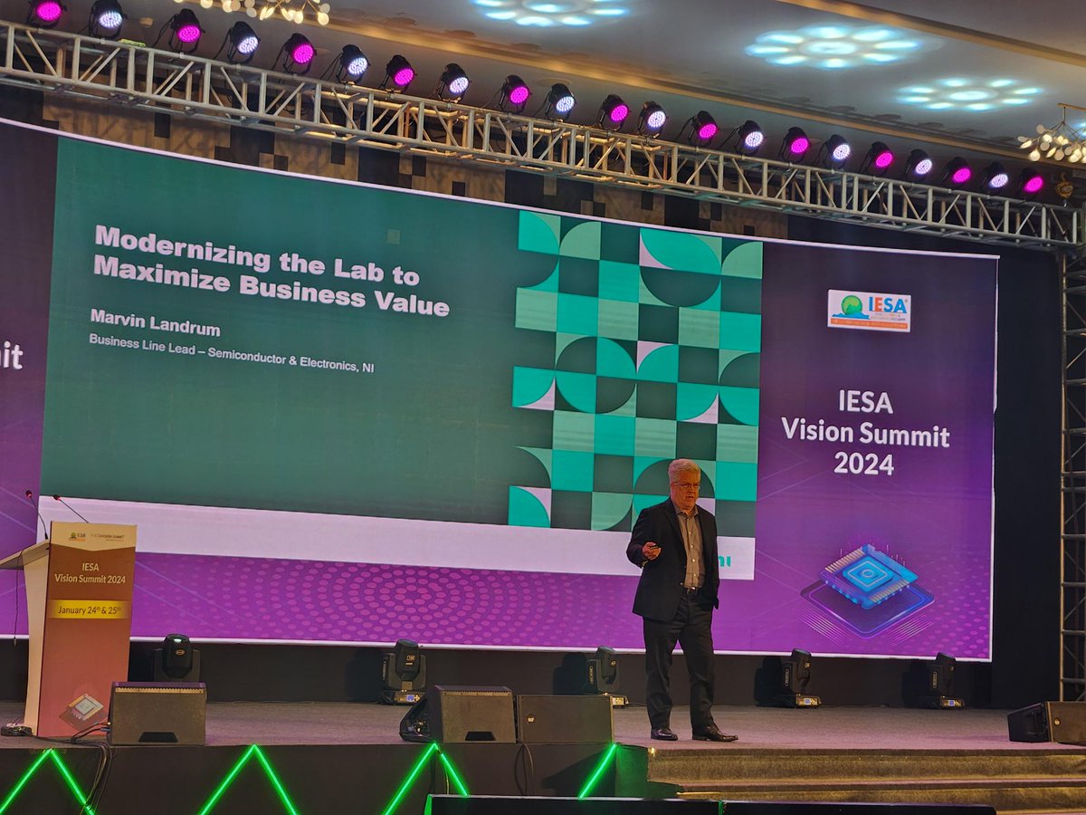 NIglobal's tweet photo. Looking back at the #IESAVisionSummit 2024 in Bangalore last month, where our experts showcased cutting-edge products and solutions for electronics applications. Plus, NI’s Marvin Landrum gave a keynote on modernizing the lab to maximize business value. Delve into the experience: https://t.co/4sYIoAjwUt