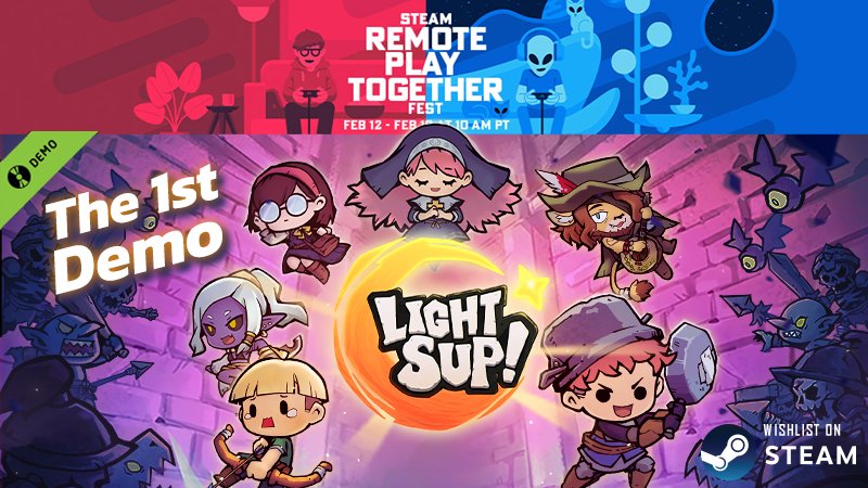 bugblio's tweet photo. 🔦LightSup! is joining Steam
Remote Play Together Fest 🎮
Get Ready for our 1st demo for all players
Starting from Feb 12 to 17 10am. PT
Wishlist and try our game from the link below
https://t.co/7uhZ5a73YJ
#lightsup #bugbliosutdio #coopgame #STEAM #RemotePlay #ActionGame https://t.co/FEISFa0KhF