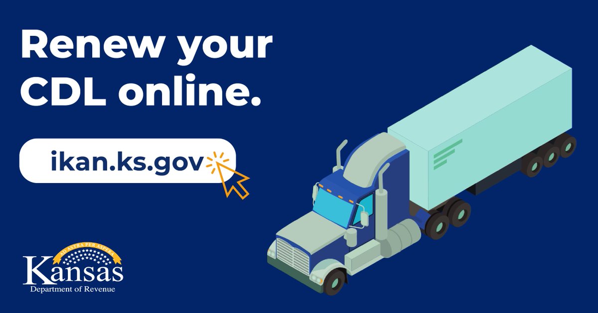 With iKan, renewing your Kansas Commercial Driver's License (CDL) is as easy as a pit stop. The road to renewal is just a click away at ikan.ks.gov 🛣️ 🚚