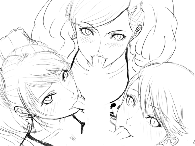 ペルソナのエロ絵描くの楽しい!とりあえずラフまで描けたので今日はここまで! 