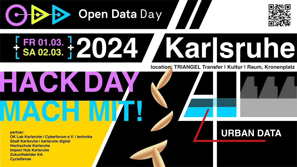 01.–02.03.2024: Open Data Day for Urban Future in Karlsruhe Der Hackathon richtet sich nicht nur an IT-Profis, sondern an alle, die Ideen haben, wie etwas besser funktionieren könnte. Jetzt anmelden. Infos unter h-ka.de/die-hochschule…